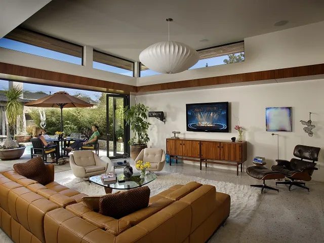 Open-plan living room with folding doors to the garden