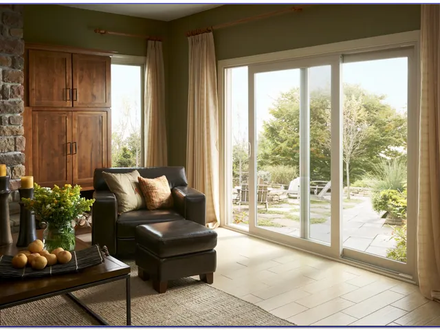 Sliding patio door in a living room